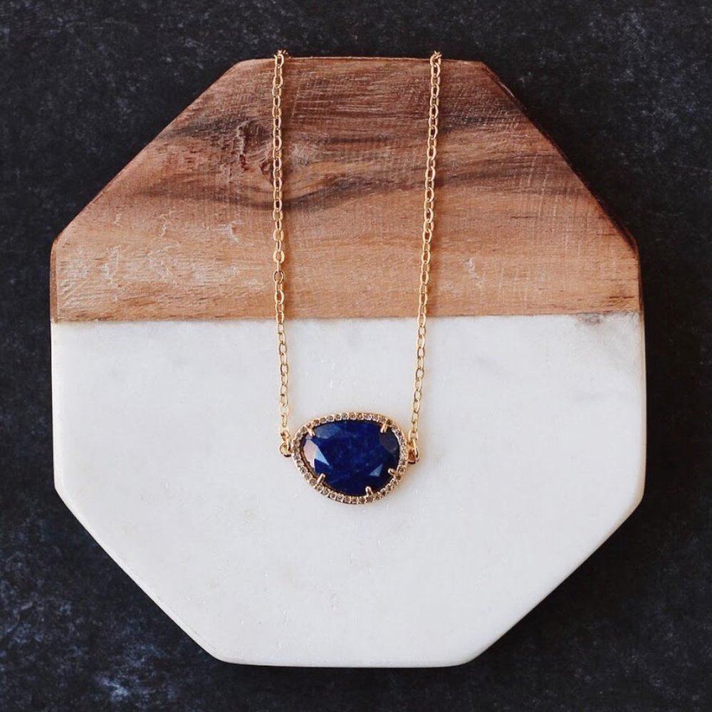 Blue Crystal pendant necklace
